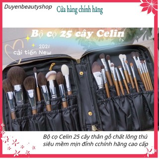 Bộ cọ trang điểm Celin 25 cây lông thú siêu mềm kèm bao da, túi lưới đựng cọ Siêu phẩm chính hãng nhập kẩu