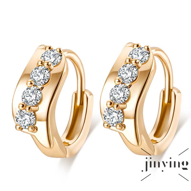 GETNOIVAS Bông tai mạ vàng 18K đính đá Zircon thanh tú