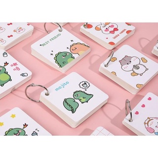 Flashcard học ngoại ngữ tiếng anh, nhật, trung hình vuông khủng long và nhân vật hoạt hình/ Ghi chú học từ vựng 80 tờ