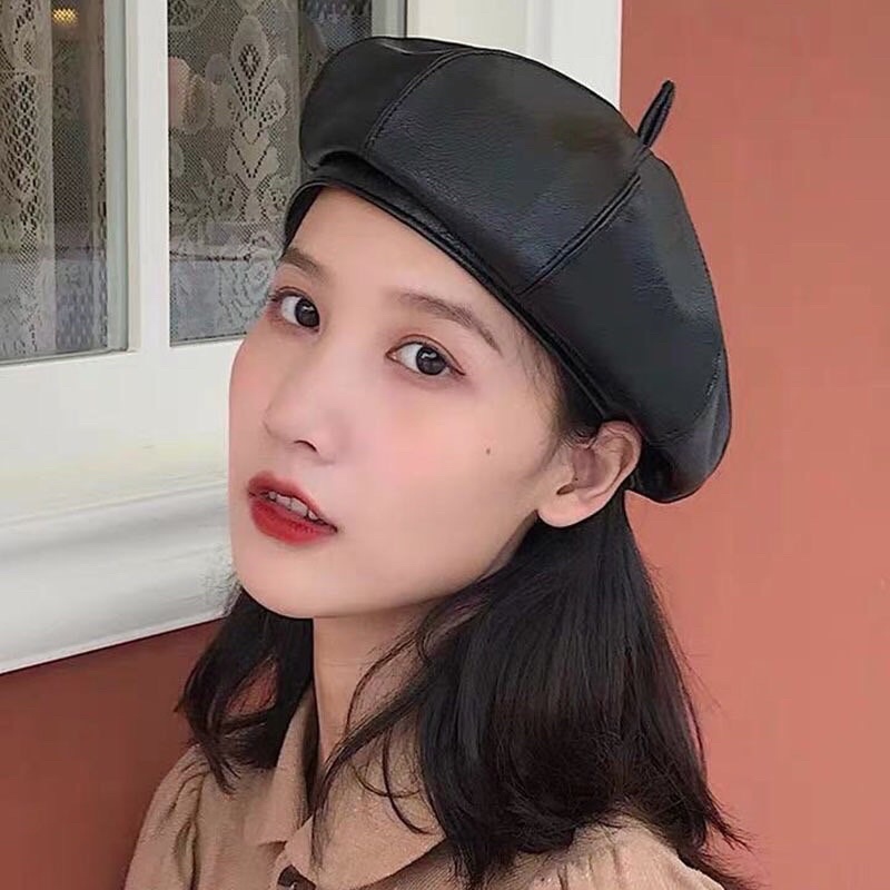 Mũ nón da beret có dây chỉnh vòng đầu mẫu mới cực xinh BR03