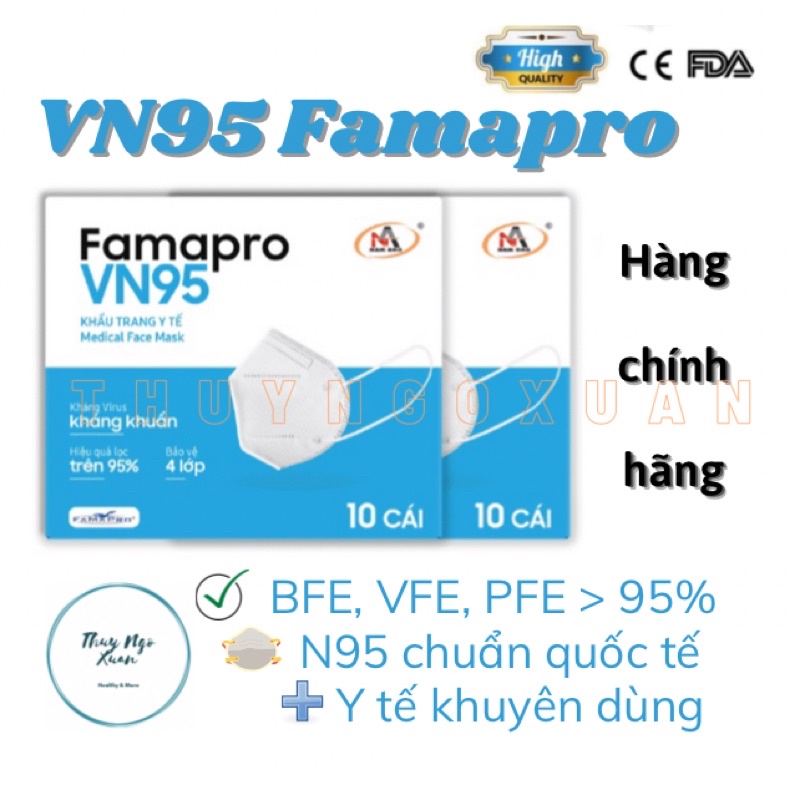 Khẩu Trang VN95 Nam Anh FAMAPRO 4 Lớp Kháng Khuẩn Chất Lượng Quốc Tế (Hộp 10c)
