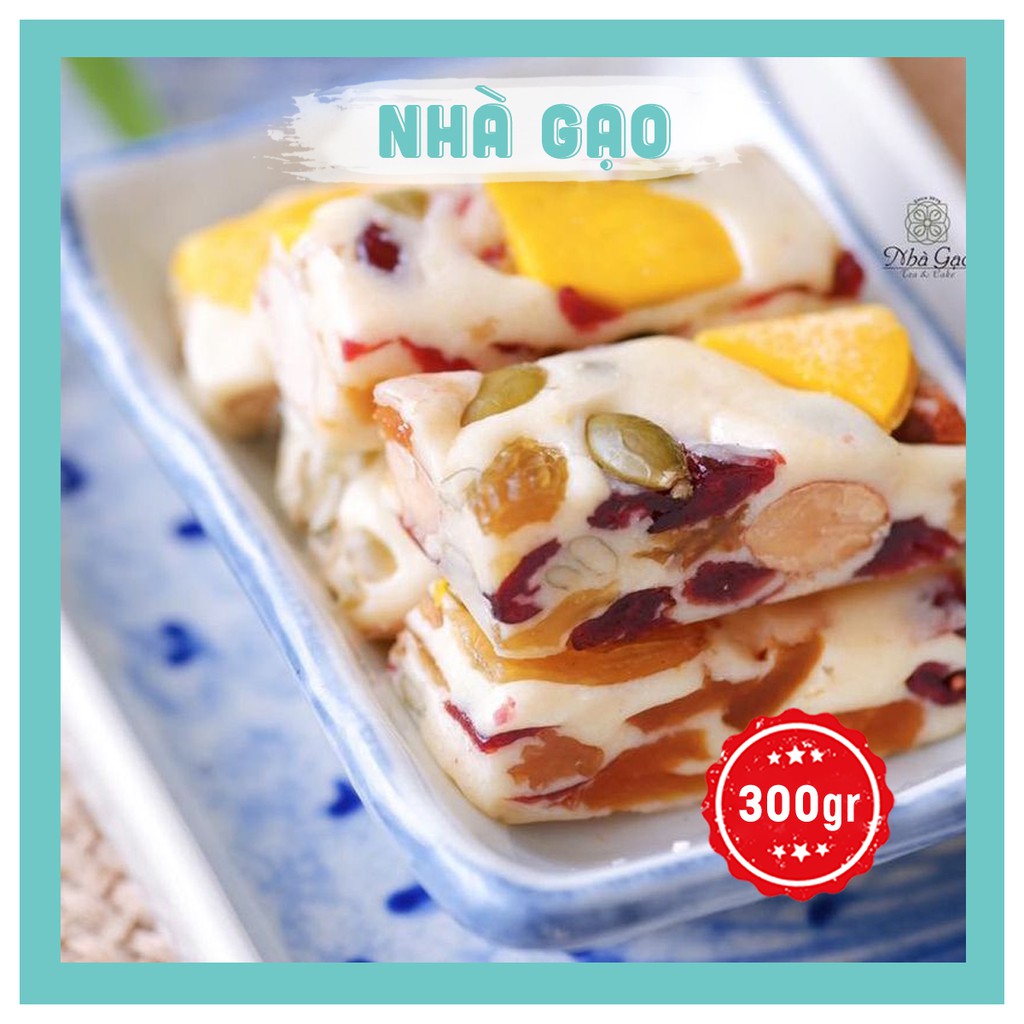 Kẹo hạnh phúc nougat truyền thống Nhà Gạo vị hoa quả hộp 300gr