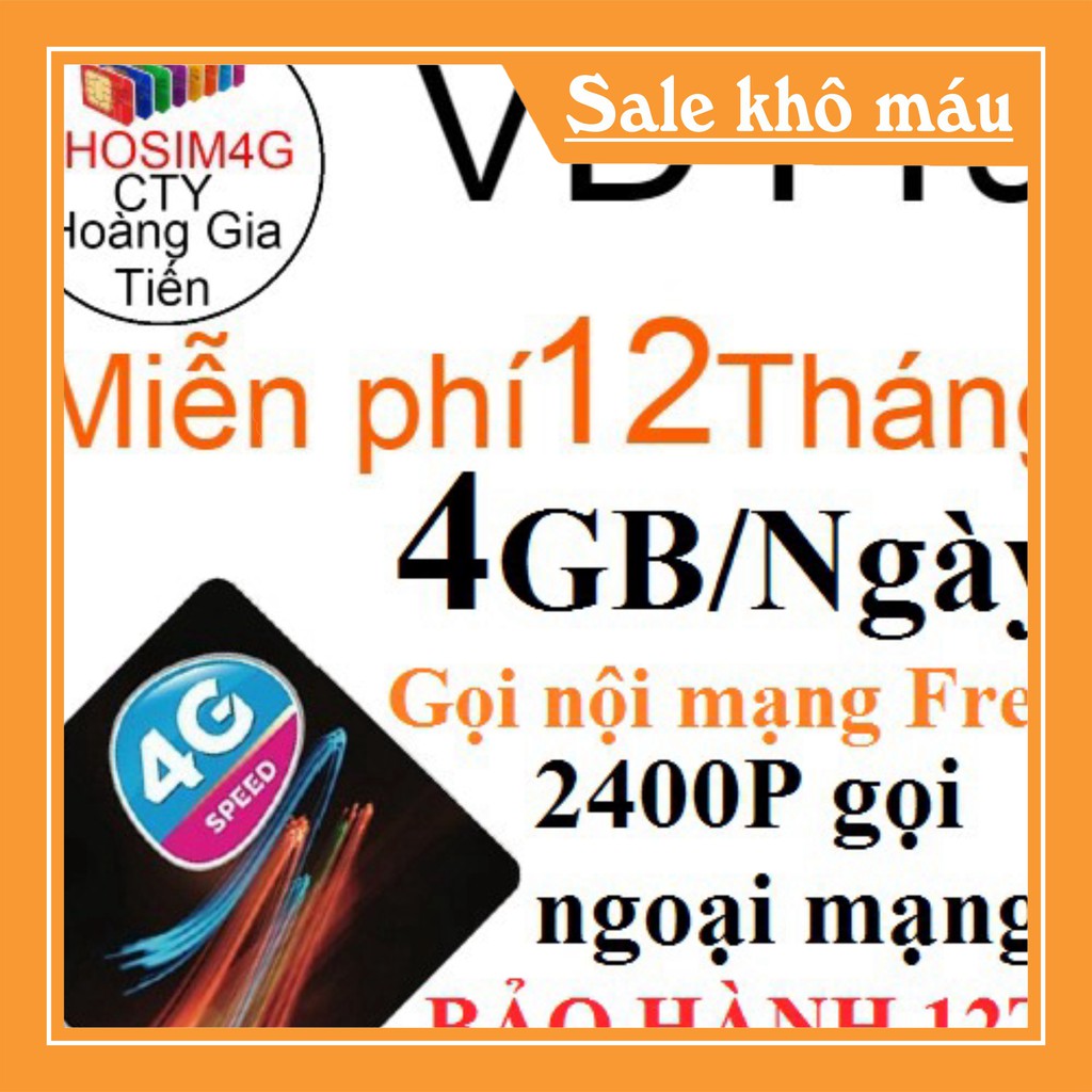 SIM 4G VINA VD149 12T KM 4GB/NGÀY vd89 TẶNG 2GB/NGÀY trọn gói 1 năm không cần nạp tiền hàng tháng