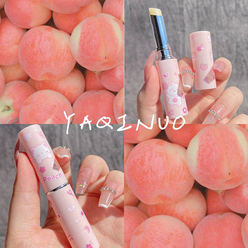 Son Dưỡng Môi Chiết Xuất Dâu Tây/Đào Tự Nhiên Lâu Trôi