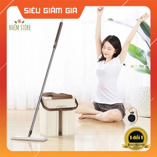 [loại 1]Bộ cây lau nhà thông minh, bộ lau nhà tự vắt kèm thùng vắt 2 ngăn cao cấp