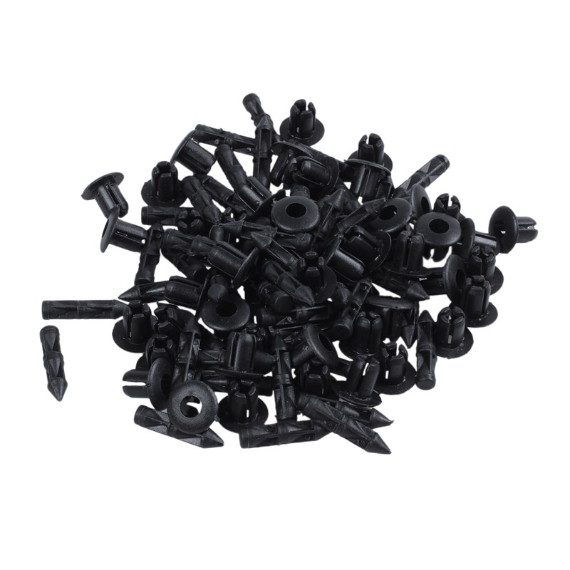 50x Plastic Rivet Bike Fairing Trim Panel Fastener Clips 6mm for Honda Yamaha Black