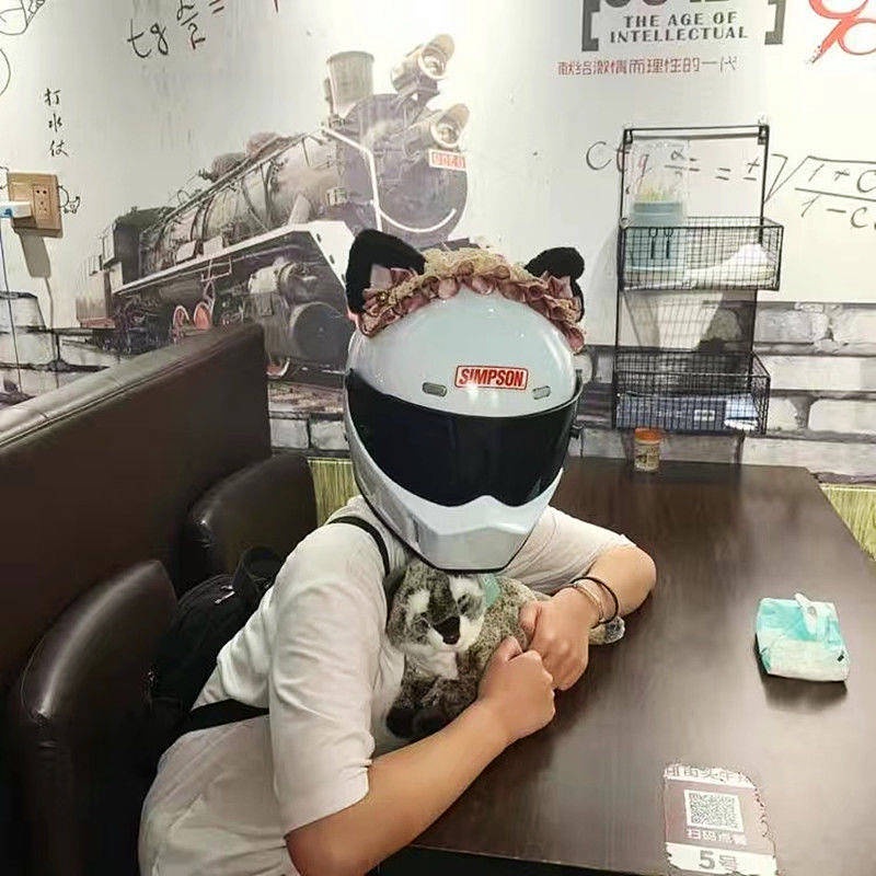 Mũ Bảo Hiểm Tai Mèo Phong Cách Lolita Hiệp Sĩ Đi Xe Máy Điện Trang Trí Cho Nam Và Nữ O do capacete para motociclos JA3