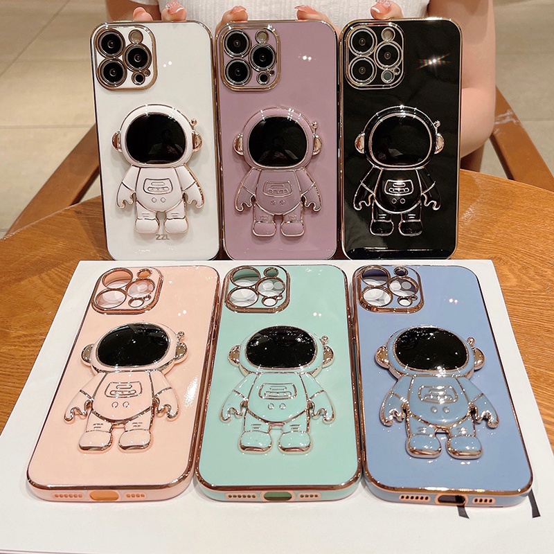 Ốp Lưng Iphone Phi Hành Gia kiêm giá đỡ điện thoại cho IP X XS XS Max 11 12 13 14 Plus Pro Max