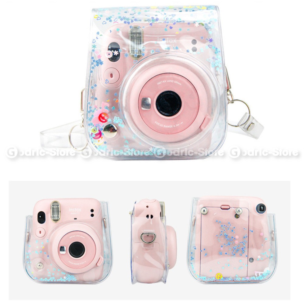 Túi Đựng Máy Ảnh Fujifilm Mini Instax Trong Suốt Đính Kim Tuyến Lấp Lánh Kích Thước 40 / 11 / 9 / 8 Ốp