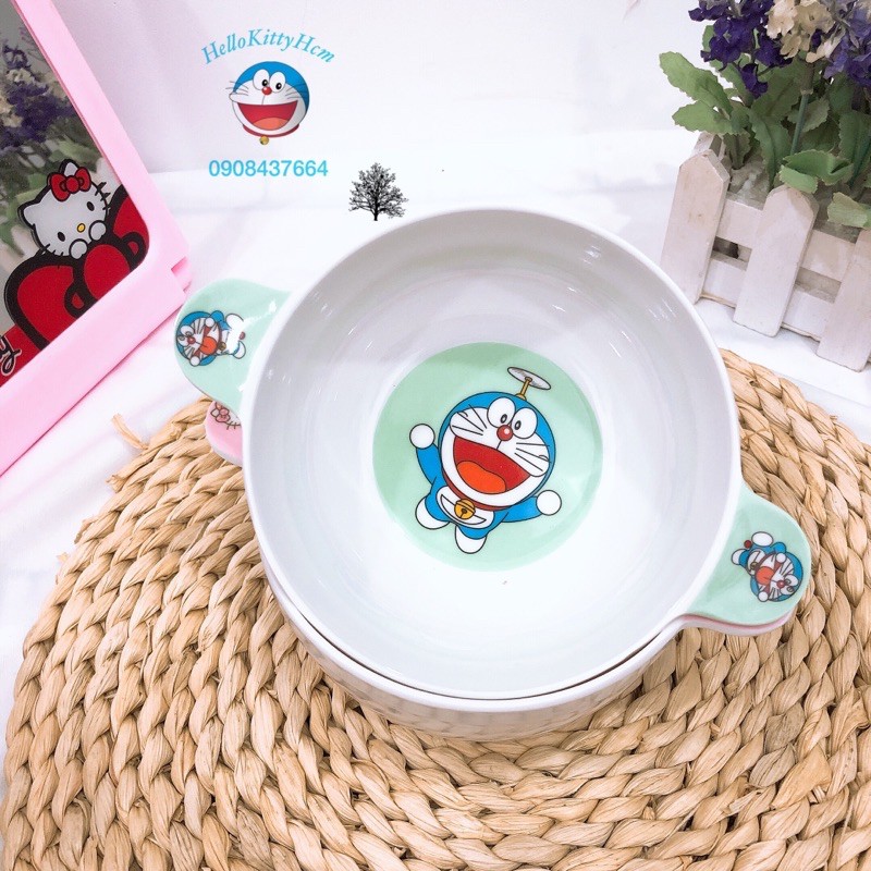 Chén 2 quai HelloKitty Doreamon