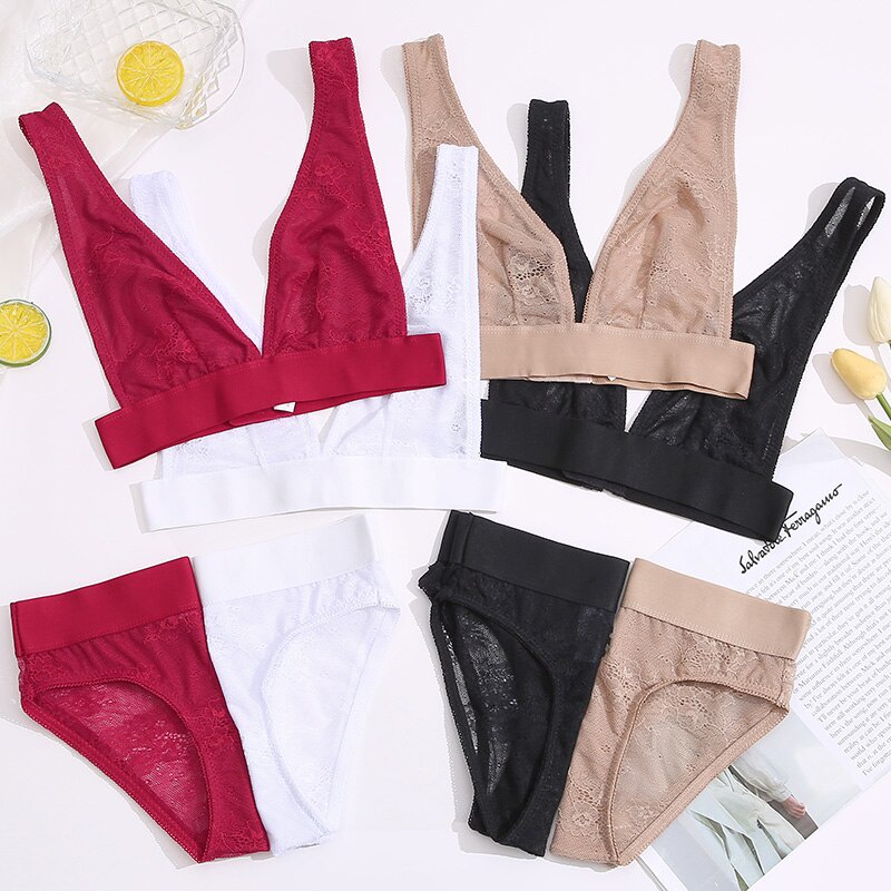 Bộ đồ lót ren hoa CUTEBYTE hỗ trợ nâng ngực dễ thương cho nữ