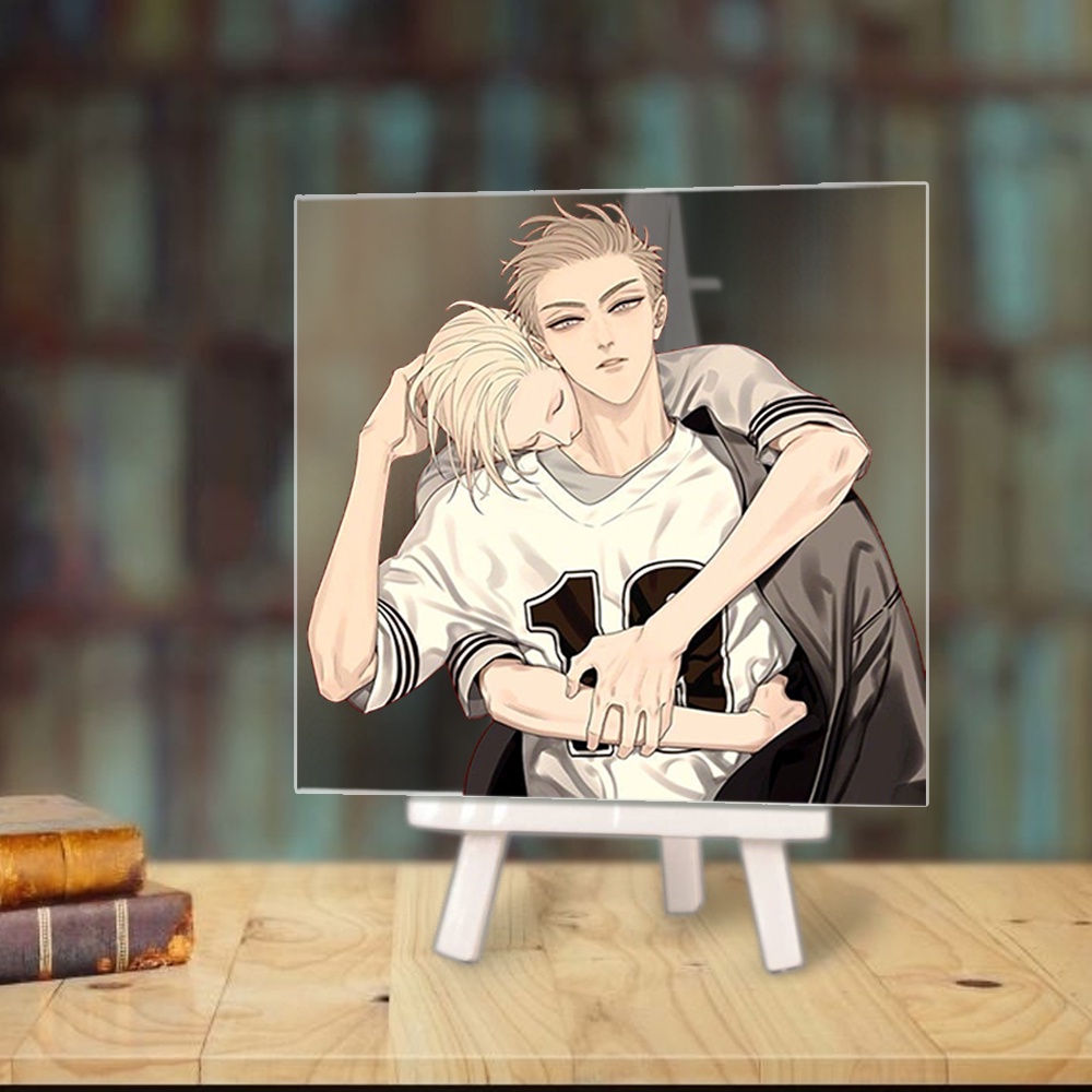 Tranh kính 19 DAYS manhua anime chibi acrylic mica trong trưng bày trang trí góc học tập giá gỗ
