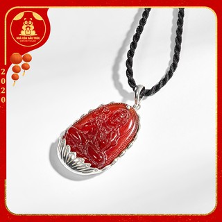 🌺 Mặt dây chuyền Mã Não Đỏ bọc bạc Phật Bản Mệnh Đại Thế Chí Bồ Tát (tuổi ngọ) - Panda House