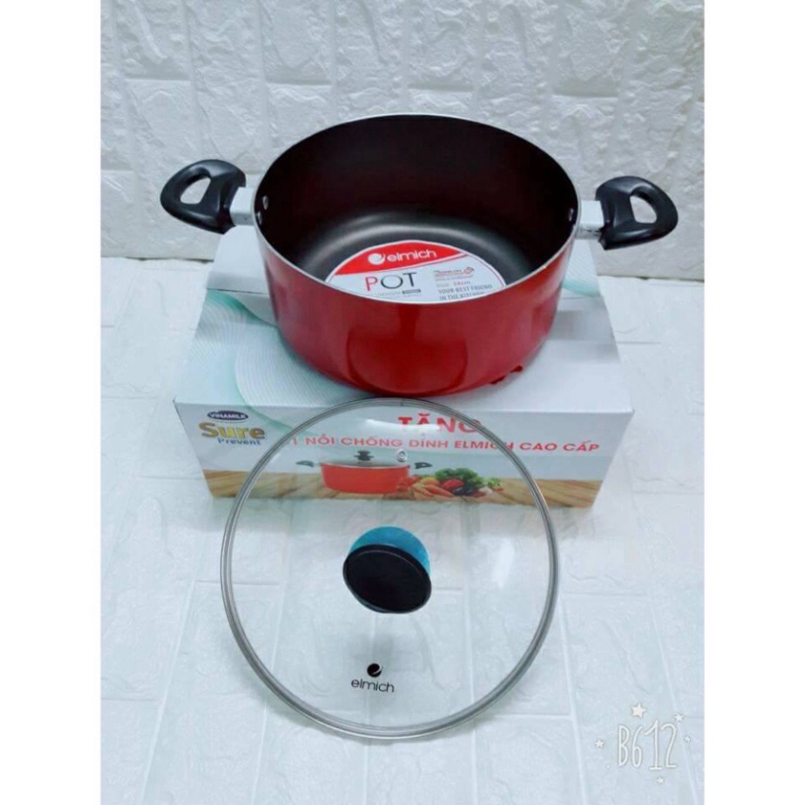 Nồi hộp kim nhôm chống dính Elmich 24cm HGDBĐ