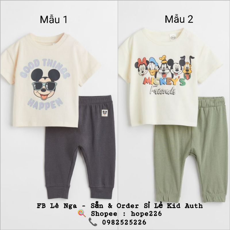 Bộ quần dài áo cộc cotton Mickey_HM US sz từ 4-6m đến 2-3y