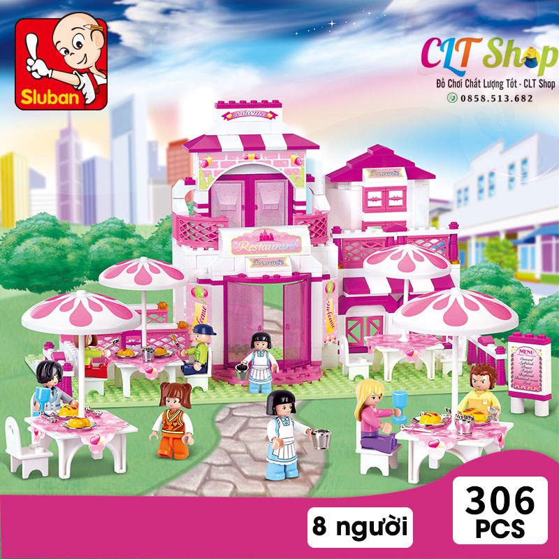 Đồ chơi cho bé lego friends nhà hàng Pink Dream Romantic Restaurant Sluban B0150