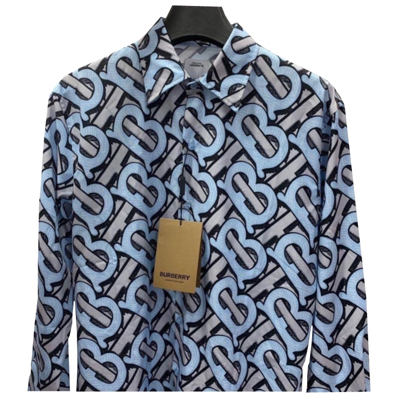 BURBERRY Áo Sơ Mi POLO Tay Dài Dáng Rộng In Chữ Phong Cách Âu Mỹ Thời Trang Cho Nam Và Nữ