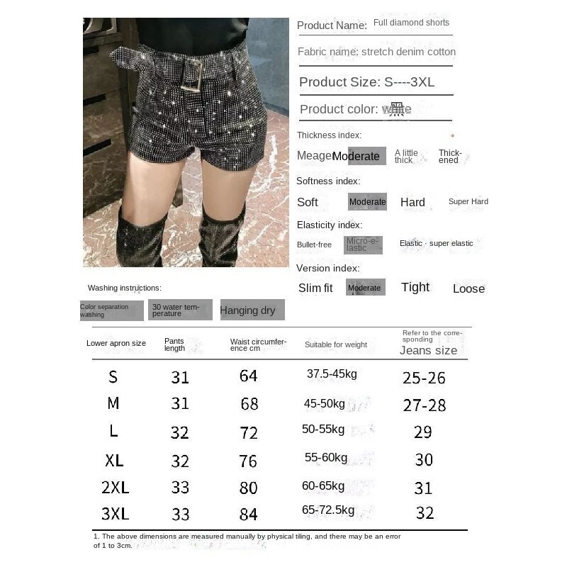 Quần Short Màu Đen Lưng Cao Ống Rộng Đính Đá Thời Trang Dành Cho Nữ