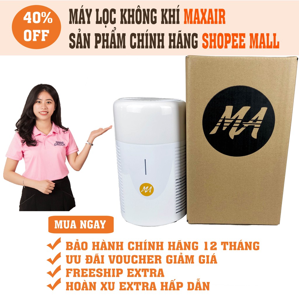 Máy lọc không khí MaxAir lõi lọc than hoạt tính khử mùi, Air Purifier lọc bụi mịn,lọc lông chó mèo,BH 12tháng CHÍNH HÃNG