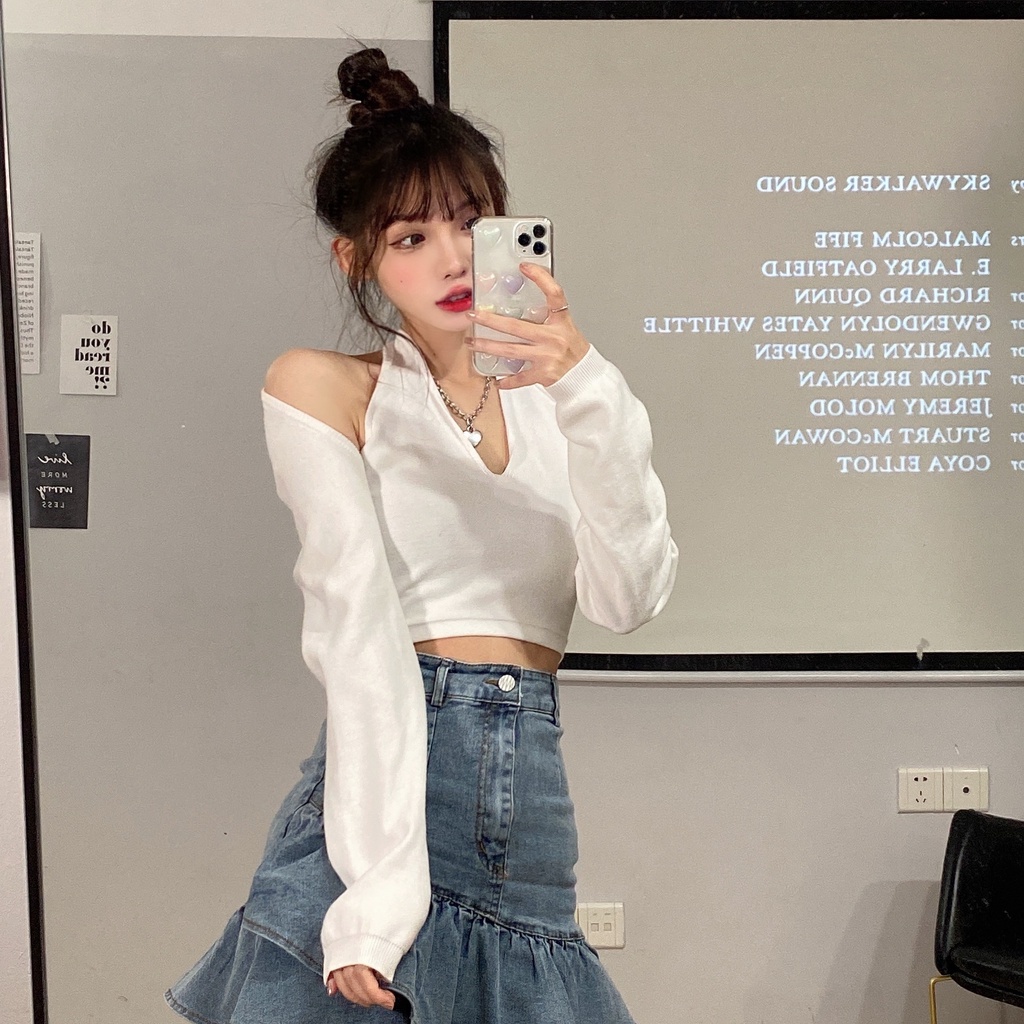 Chân váy denim COZOK đuôi cá lưng cao thời trang cho nữ