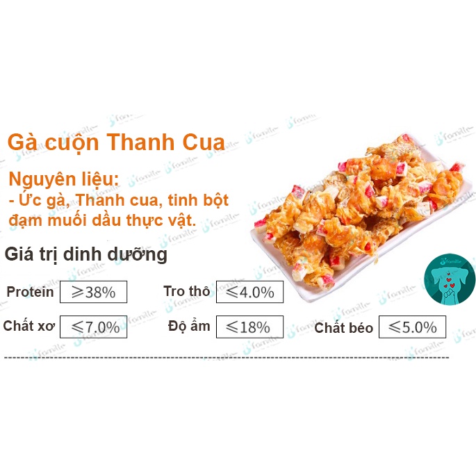 Treat Thưởng Giàu Đạm Chó Mèo JFAMILLE, Ức Gà Cuộn Thập Cẩm, Món Ngon Giàu Dinh Dưỡng. JF195
