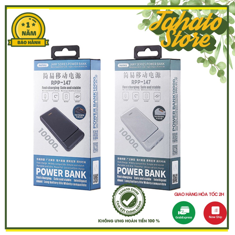 Pin Dự Phòng 10000mah Remax RPP-147 Jany Series 2 cổng USB