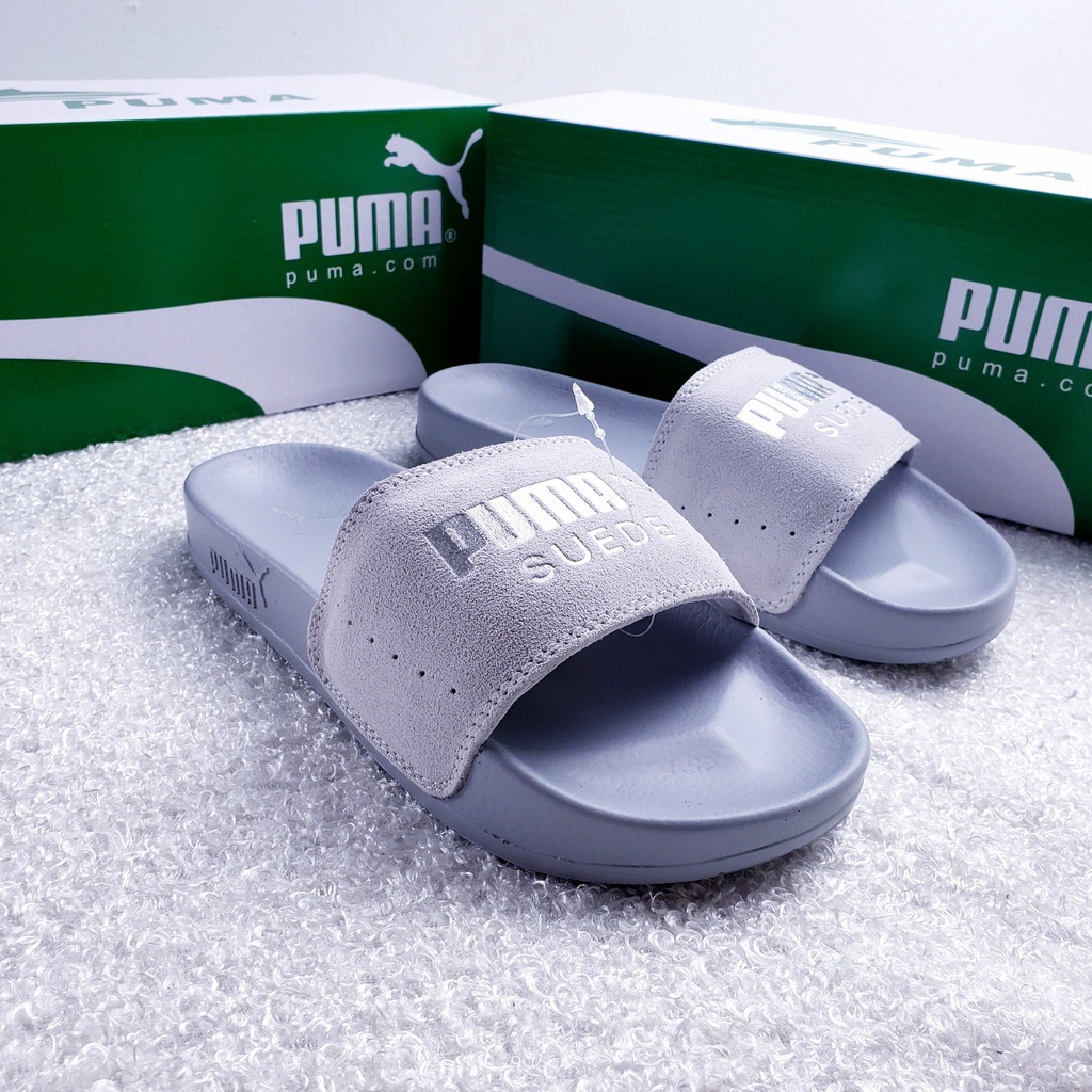 Dép 𝐌𝐋𝐁 𝙋𝙐𝙈𝘼 da lộn chữ dập nổi êm chân