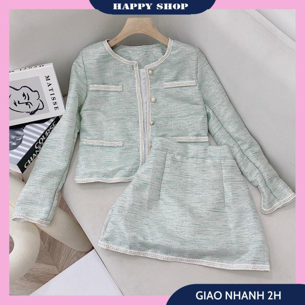 Set Chân Váy Dạ, Áo Khoác Nữ Tay Dài Phối Viền Đính Nút Trang Trí Kèm Chân Váy Ngắn Chữ A Chất Dạ Dày Dặn, Hàng Thiết Kế | BigBuy360 - bigbuy360.vn