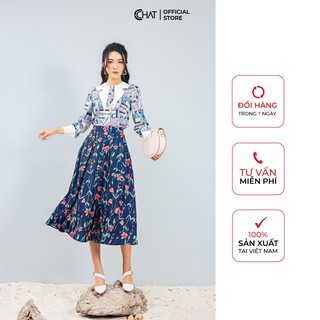 Áo Sơ mi hoạ tiết phối cổ trắng CCHAT