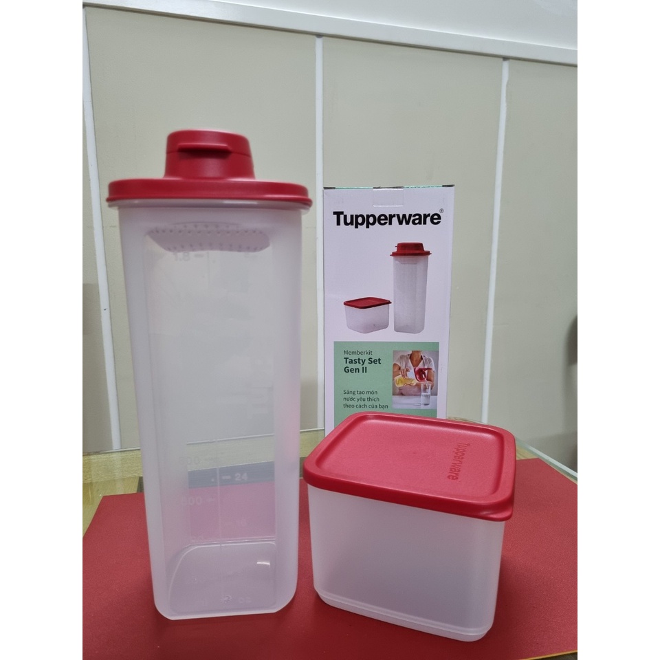 Bộ bình nước và hộp Tupperware Tasty Set Gen II ( Bình nước 2L và hộp BQTP 1 l)