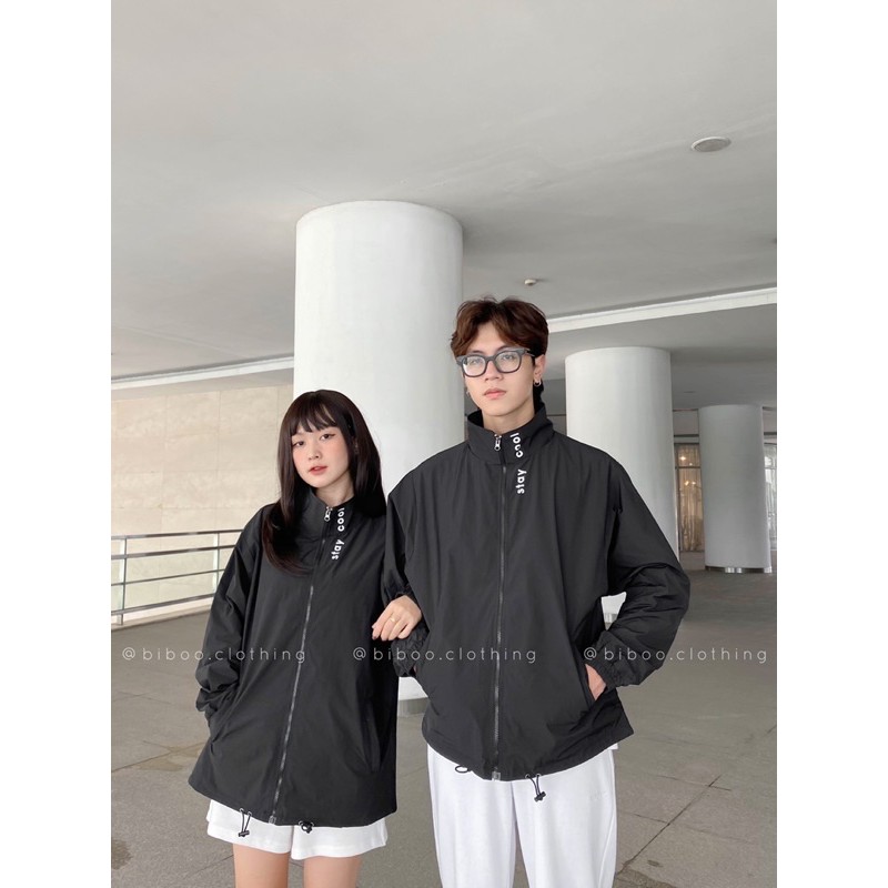 BIBOO - Áo khoác dù form rộng in chữ STAY COOL phản quang - JACKET DÙ