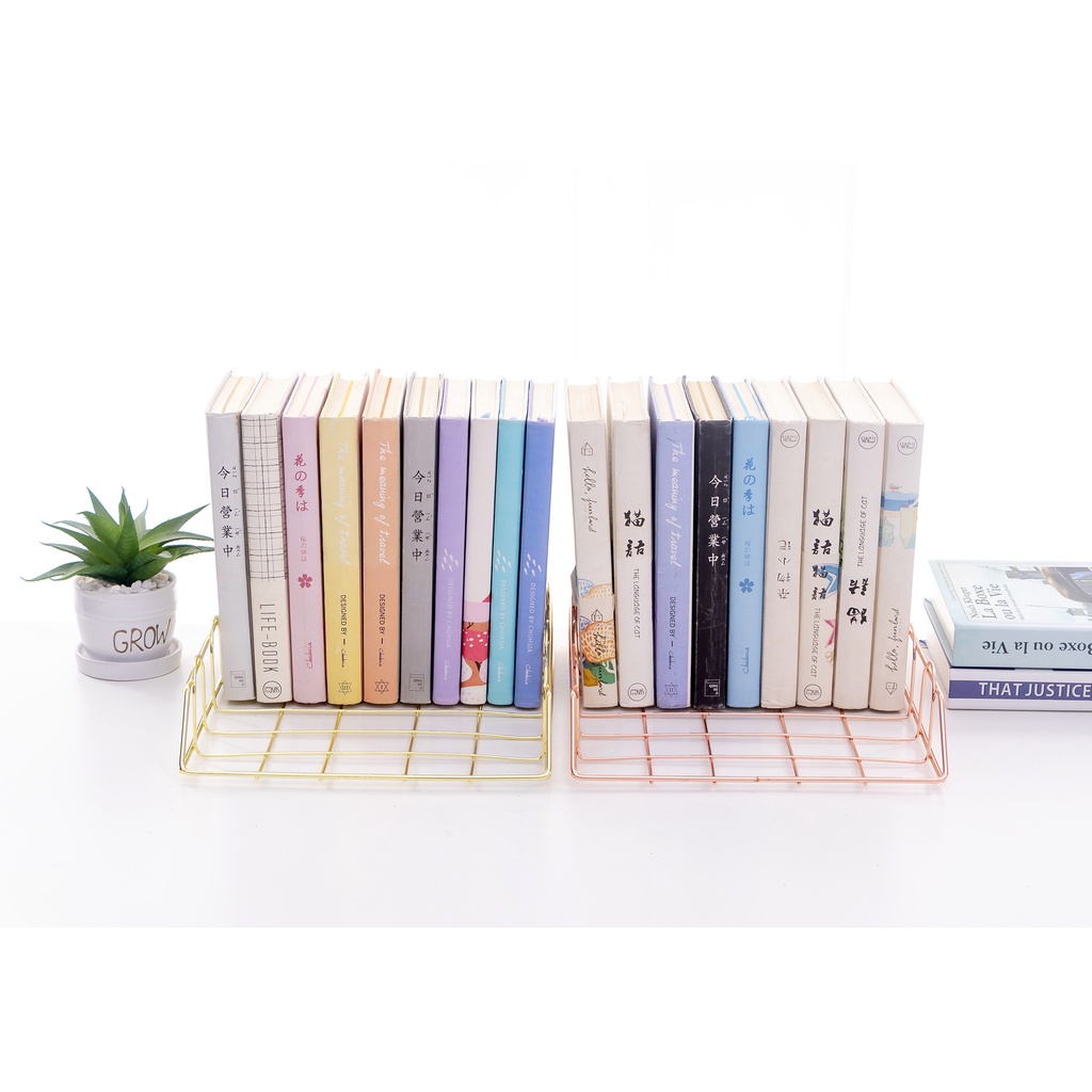 Kệ đựng tài liệu 4 ngăn cao cấp, giá sách thép không gỉ decor bàn làm việc