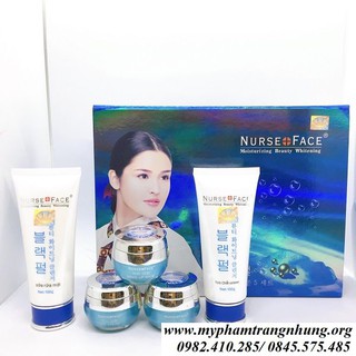 Bộ mỹ phẩm mờ nám, tàn nhang, dưỡng trắng da nurse face ngọc trai 5in1
