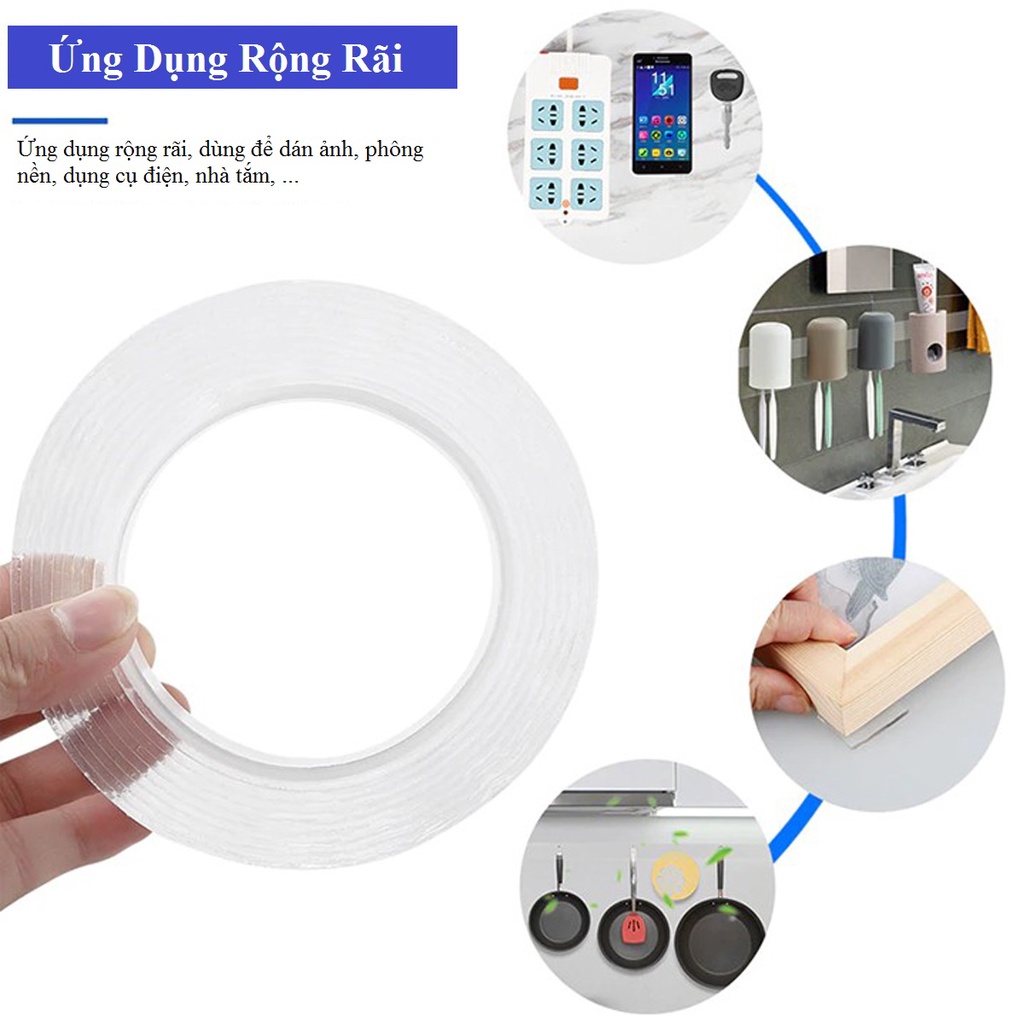 Băng Dính 2 Mặt Đa Năng Trong Suốt Siêu Dày 2mm – Chọn Chiều Dài – Khổ Rộng 3cm Siêu Bám Dính Hãng Amalife