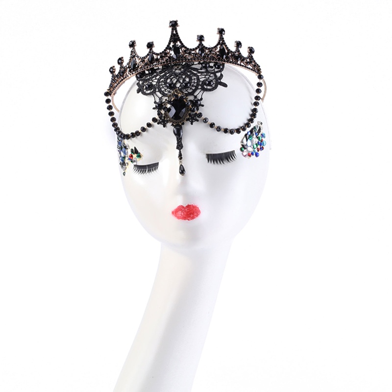 Băng Đô Hình Vương Miện Đính Đá Phong Cách Lolita Cho Cô Dâu