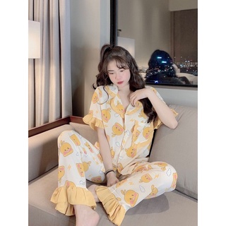 Pijama tay ngắn viền bèo