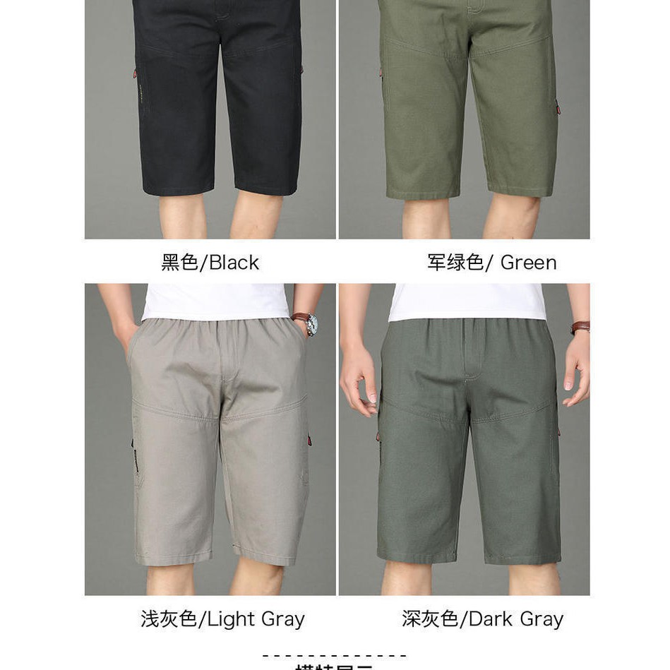 Quần Lửng 7 Tấc Vải Cotton Mỏng Dáng Rộng Thời Trang Mùa Hè Cho Nam Trung Niên