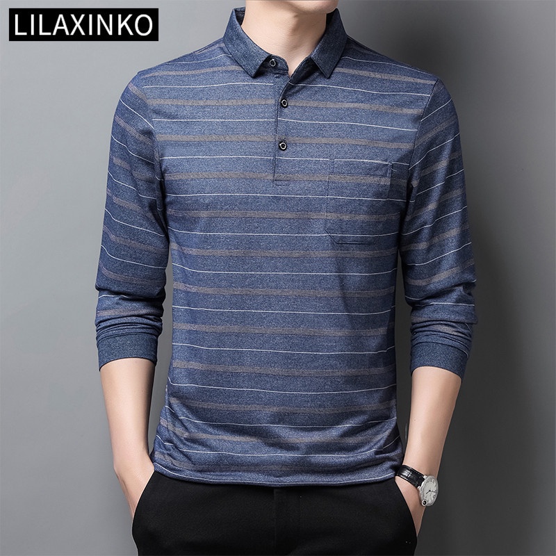 Áo Thun Polo Tay Dài Kẻ Sọc 4 Màu Thời Trang Công Sở Cho Nam | BigBuy360 - bigbuy360.vn