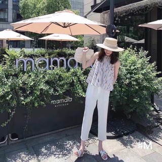 Set yếm mix quần đũi trắng