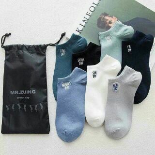 Set tất tuần 7 ngày nam nữ kèm túi đựng Mr & Miss Zuing