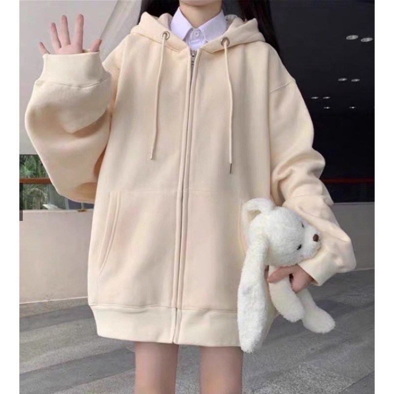 Áo khoác nỉ hoodie zip ,áo hoodie nam nữ form rộng chất nỉ bông 2 lớp trơn | BigBuy360 - bigbuy360.vn