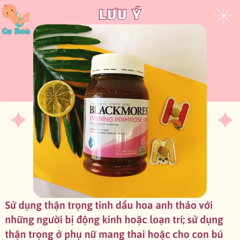 Tinh dầu Hoa anh thảo úc Blackmores Evening Primrose Oil 190 viên giúp cân bằng nội tiết Hỗ trợ da, tóc, móng khỏe hơn