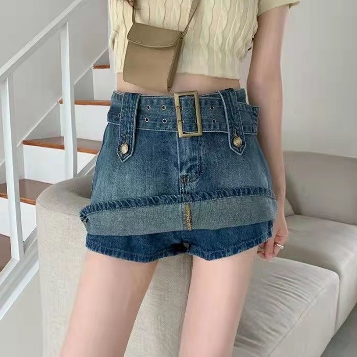 Chân Váy Jean Ngắn Có Lót Trong Dây Lưng Độc Lạ Cao Bồi Sexy | Smide Clothing