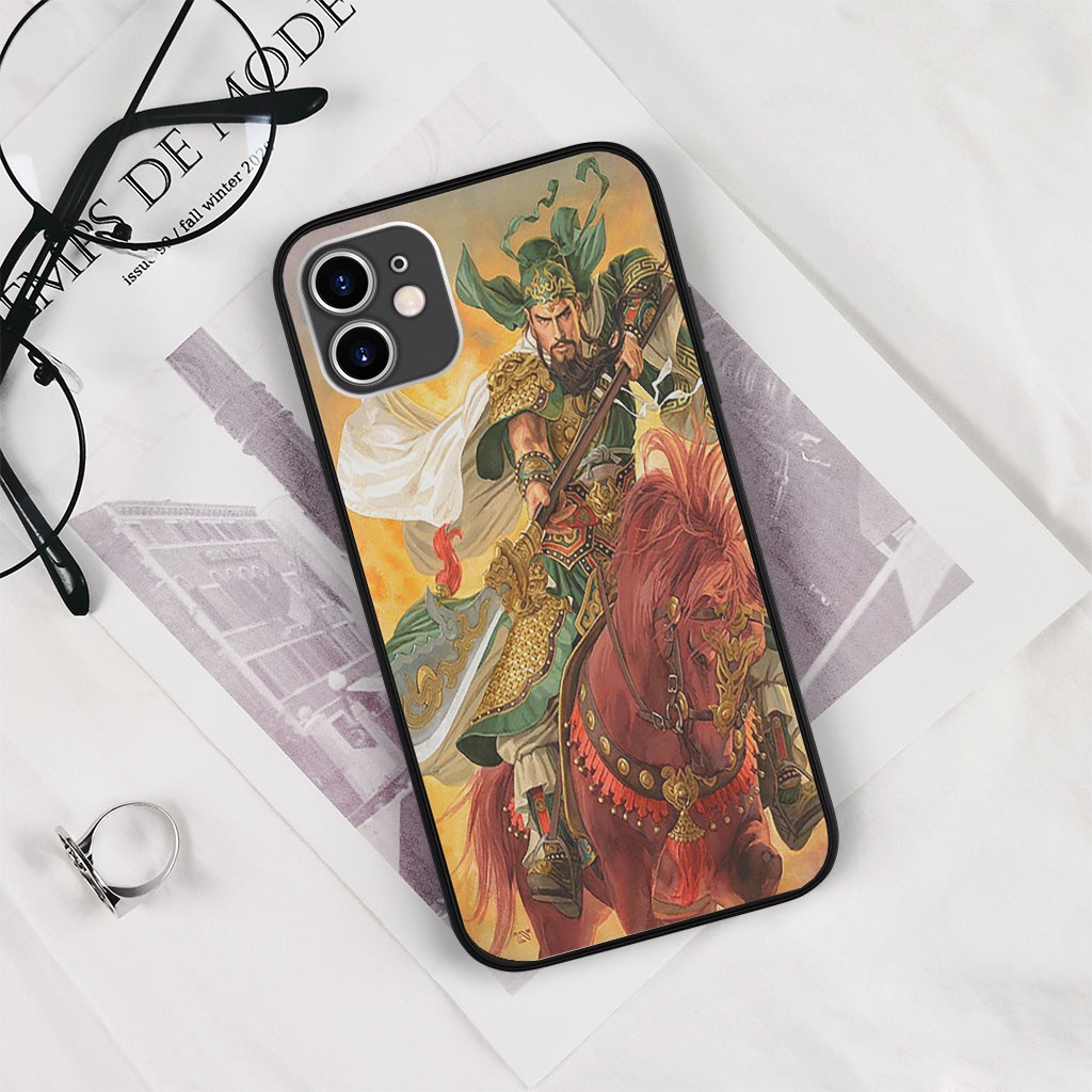 Ốp Lưng Ip hình Quan Vũ Giương Đao Quan Vũ Trên Mã Ô ECOMEX cho iPhone 5 6 7 8 Plus 11 12 Pro Max X Xr MYS20220045