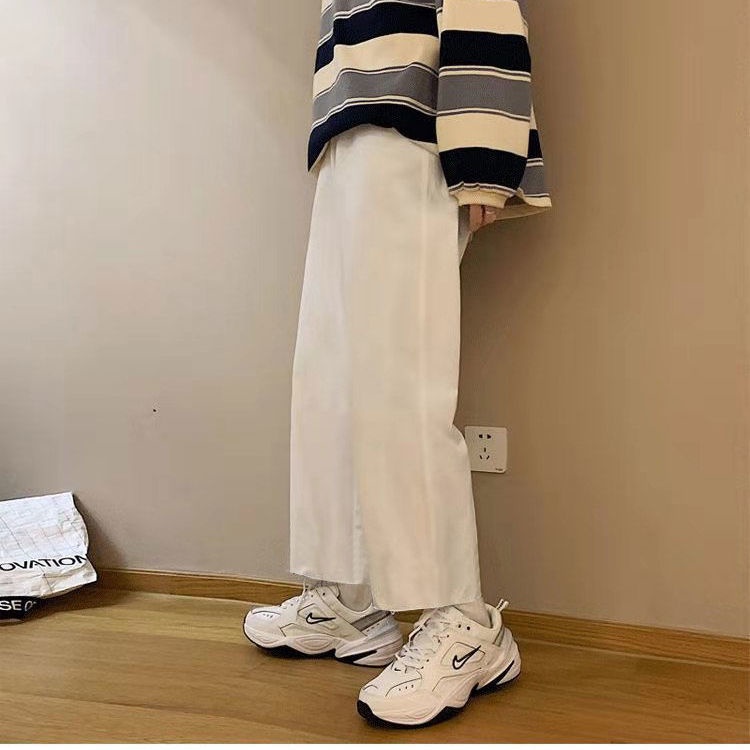 Quần Denim Ống Rộng Lưng Cao Họa Tiết Sọc Caro Thời Trang 2022 Cho Nữ