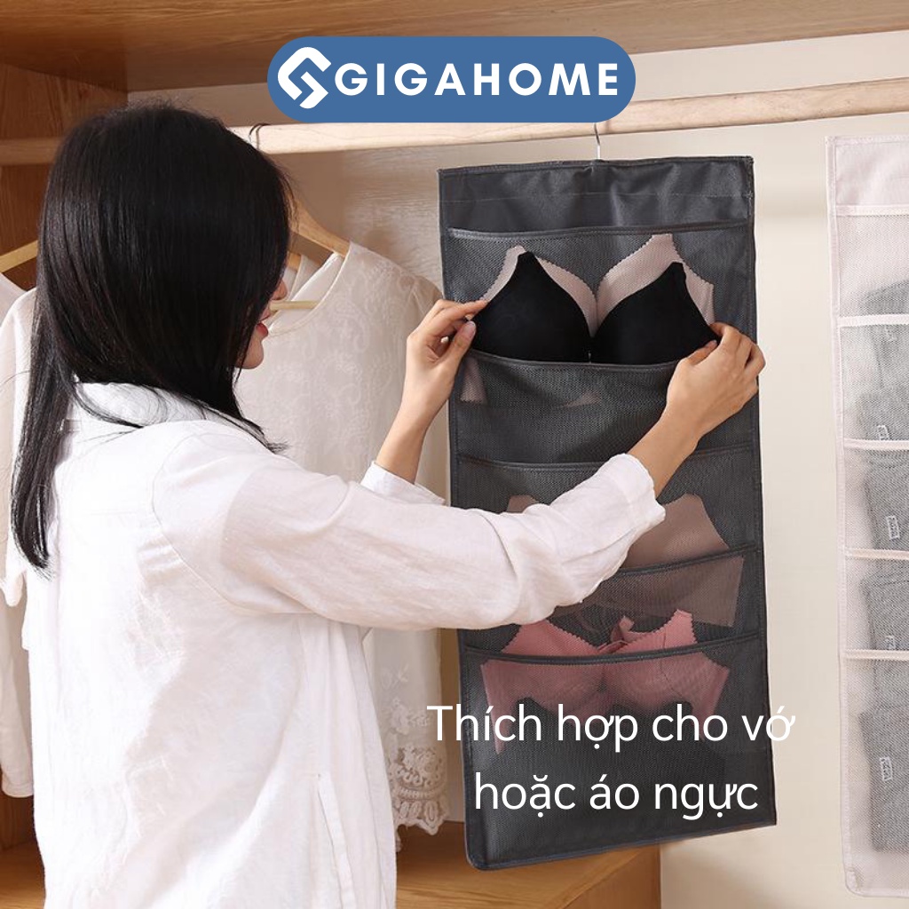 Túi Treo Đồ Lót, Tất Vớ 2 Mặt GIGAHOME Nhiều Ngăn, Tiết Kiệm Không Gian Tủ 6652