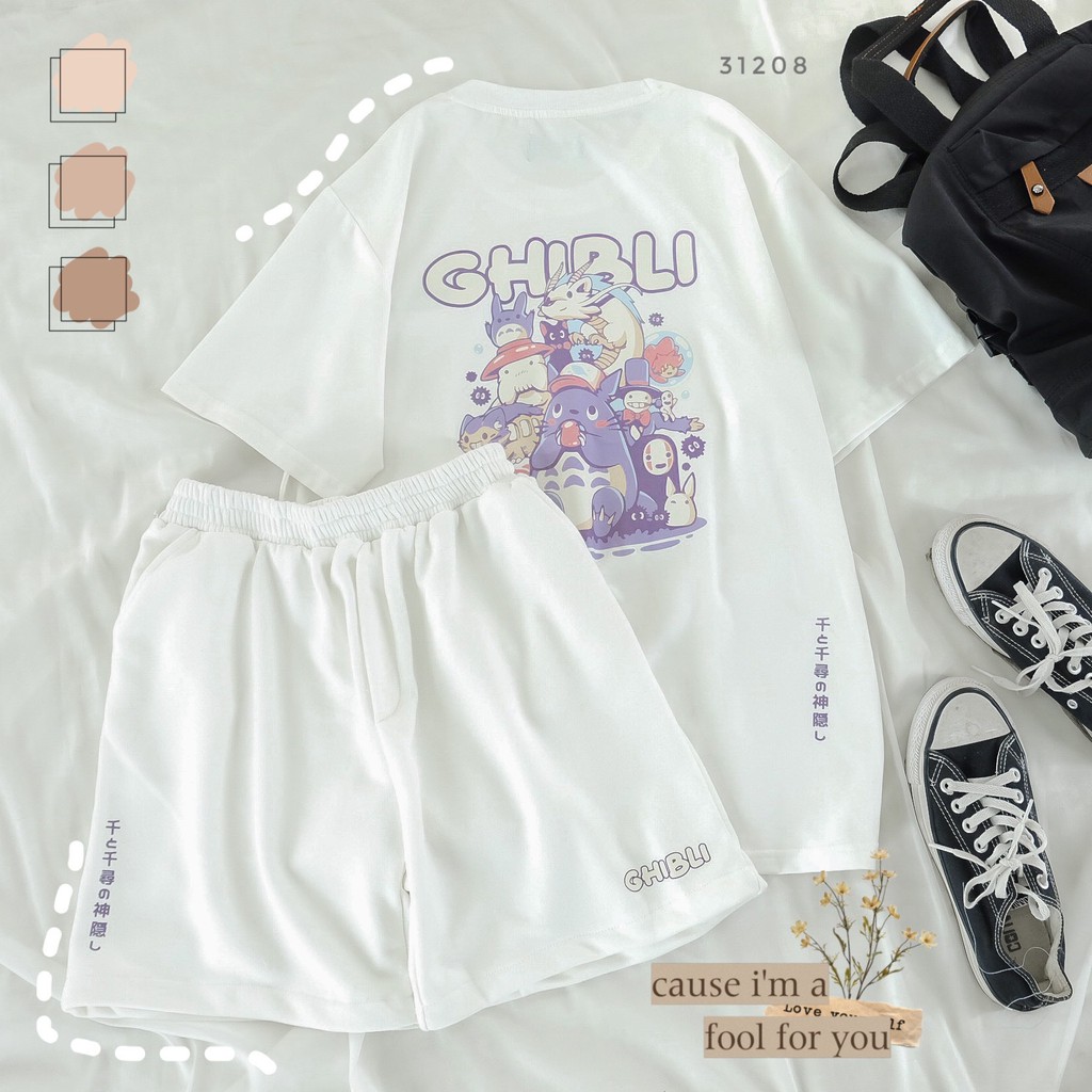 Set thun GHIBLI nhiều màu form rộng dễ mặc basic unisex - Made by Fiin | BigBuy360 - bigbuy360.vn