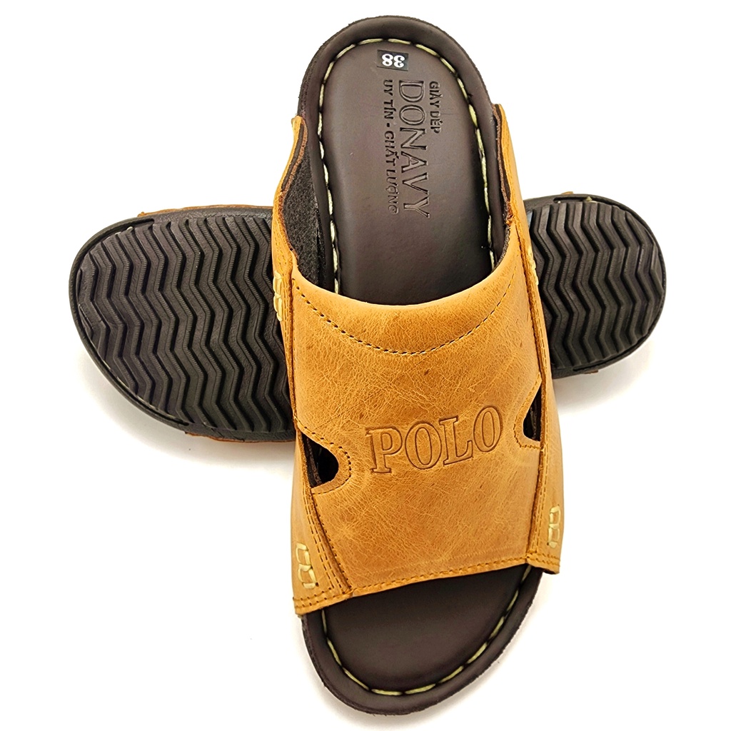 Dép su quai ngang nam da bò thật cao cấp, dép thời trang-Kinson Shop