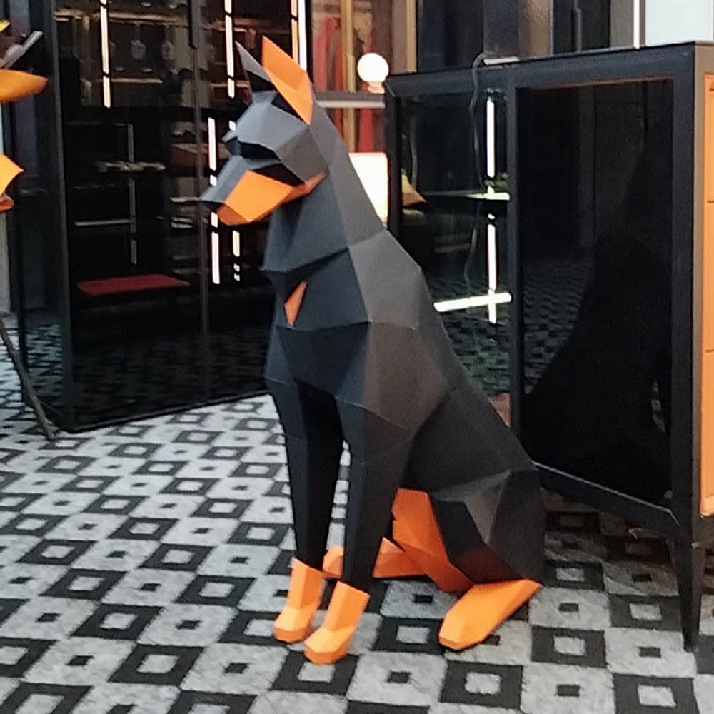 Mô Hình Chó Doberman 3d Handmade 100CM Màu Đen Trang Trí Phòng Trẻ Em