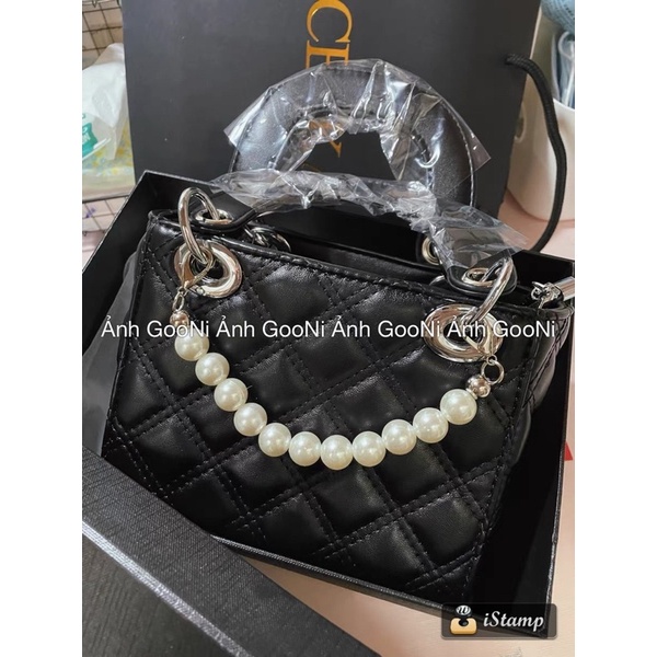 Túi đeo chéo trần trám CeeKay, túi xách cho nữ mix dây ngọc, quai tròn sang trọng hottrend 2022